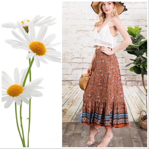 Autumn Rust Boh0 Free Spirit Maxi Skirt - Picture 3 of 6
